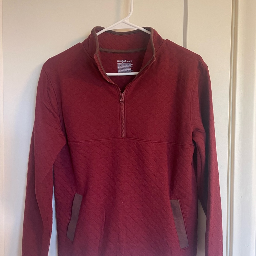 Cat & Jack Boy’s Quilted Mock Neck Pullover Sweatshirt Front Pocket